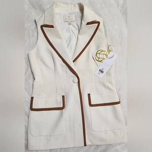 ETCETERA Women's Vest Cream/Brown MSRP $350 mother's day